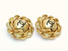 Authentic vintage Chanel earrings CC gold leather chain round