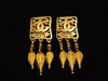 Authentic vintage Chanel earrings gold CC quad 3 swing charms dangle