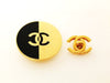 Authentic vintage Chanel earrings black and gold CC large round