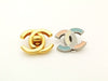 Authentic vintage Chanel earrings pastel color CC small