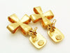 Authentic vintage Chanel earrings gold CC logo cross dangle real clip