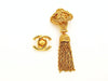 Authentic vintage Chanel earrings gold CC cross tassel fringe dangle