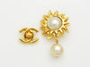 Authentic vintage Chanel earrings gold sun white pearl dangle jewelry