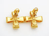 Authentic vintage Chanel earrings gold CC logo ribbon cross jewelry