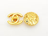 Authentic vintage Chanel earrings gold lion CC logo round classic