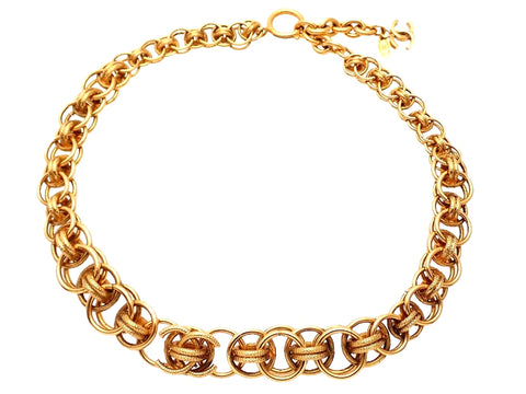 Authentic vintage Chanel necklace hoop chain CC logo