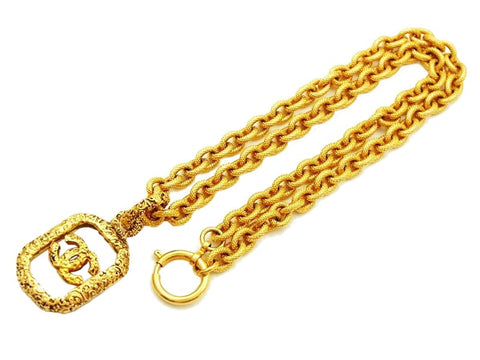 Vintage Chanel necklace CC logo clear pendant