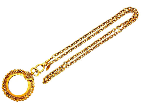 Vintage Chanel loupe necklace CC logo round