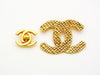 Authentic vintage Chanel pin brooch gold CC logo double C jewelry