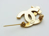 Vintage Chanel pin brooch CC logo rhinestone flower jewelry Authentic