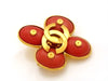 Vintage Chanel brooch pin CC logo orange stone