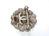 Vintage Chanel brooch pin rhinestone CC logo silver color