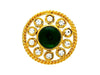 Vintage Chanel brooch pin green stone rhinestone round