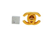 Vintage Chanel stud earrings CC logo metallic square