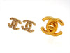 Vintage Chanel stud earrings CC logo rhinestone