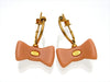 Vintage Chanel stud earrings Ribbon CC logo rhinestone dangle