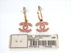 Vintage Chanel stud earrings CC logo dangle pink