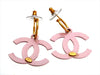 Vintage Chanel stud earrings white pink CC logo dangle