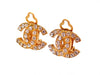 Authentic vintage Chanel earrings cc logo double C rhinestone