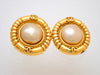 Authentic vintage Chanel earrings CC logo Faux Pearl Round