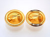 Authentic vintage Chanel earrings CC logo mirror round