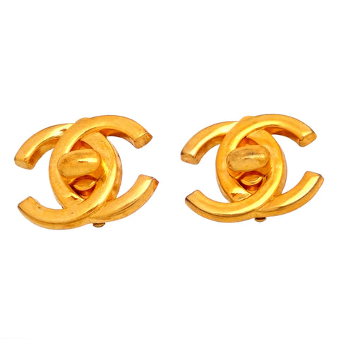 Authentic vintage Chanel earrings turnlock CC logo double C