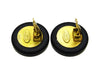 Vintage Chanel earrings CC logo mirror black round
