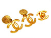 Vintage Chanel earrings CC logo dangle gold tone