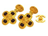 Vintage Chanel earrings CC logo red stone cross dangle