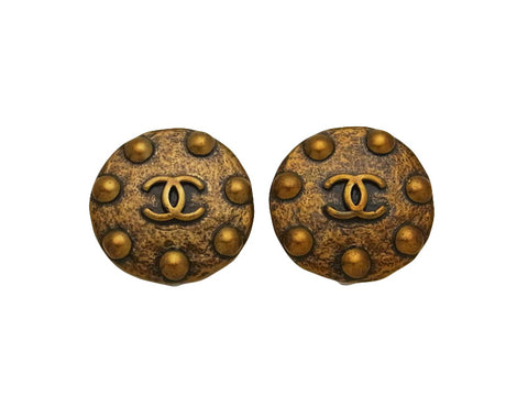 Vintage Chanel earrings CC logo copper color