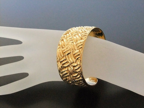 Authentic Vintage Chanel cuff bracelet bangle gold CC