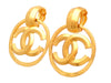 Authentic vintage Chanel earrings CC logo hoop dangle