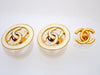 Authentic Vintage Chanel earrings white CC logo round