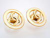 Authentic Vintage Chanel earrings white CC logo round