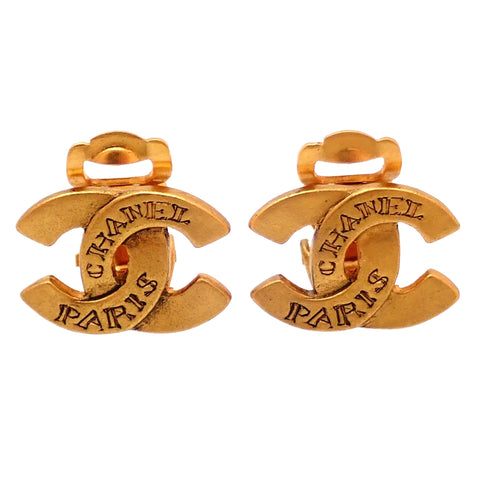 Authentic Vintage Chanel earrings small CC logo double C letter paris