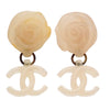 Authentic Vintage Chanel earrings camellia CC logo dangle plastic