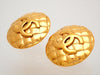 Authentic Vintage Chanel earrings CC logo quilted round large