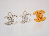 Authentic Vintage Chanel earrings CC logo letter silver color double C