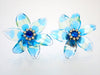 RARE Authentic Vintage Chanel earrings blue glass flower rhinestone 1999