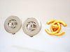 Authentic Vintage Chanel earrings CC logo round silver color