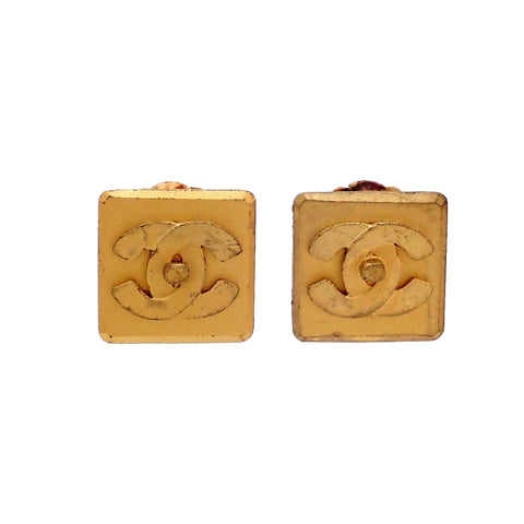 Authentic Vintage Chanel earrings turnlock CC logo square