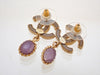 Auth vintage Chanel stud pierced earrings CC logo purple stone dangle
