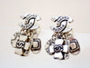 Auth vintage Chanel stud pierced earrings CC logo cross plate dangle 99A