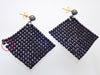 Auth vintage Chanel stud pierced earrings black rhinestone beads dangle