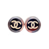 Auth vintage Chanel stud pierced earrings CC logo mirror round