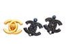 Authentic vintage Chanel earrings ripple black CC logo rhinestones