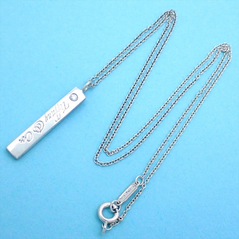 Tiffany & Co necklace chain letter logo bar diamond Silver 925