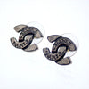 Auth Vintage Chanel stud earrings CC logo double C letter logo silver