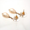 Auth Vintage Chanel stud earrings CC logo faux pearl drop white dangle