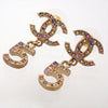 Auth Vintage Chanel stud earrings CC logo double C No.5 rhinestone dangle